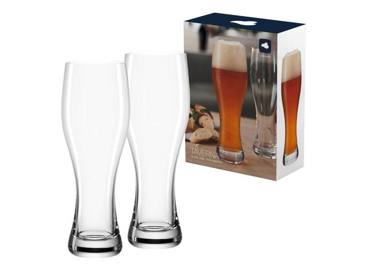 Bierglas LEONARDO Weizenbiergläser Taverna 500 ml 2er Set transparent , bunt (transparent), Glas, Trinkgefäße, Bierglas