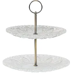 Chic Antique Etagere mit 2 Glastellern, Ø22 x H24 cm, klar