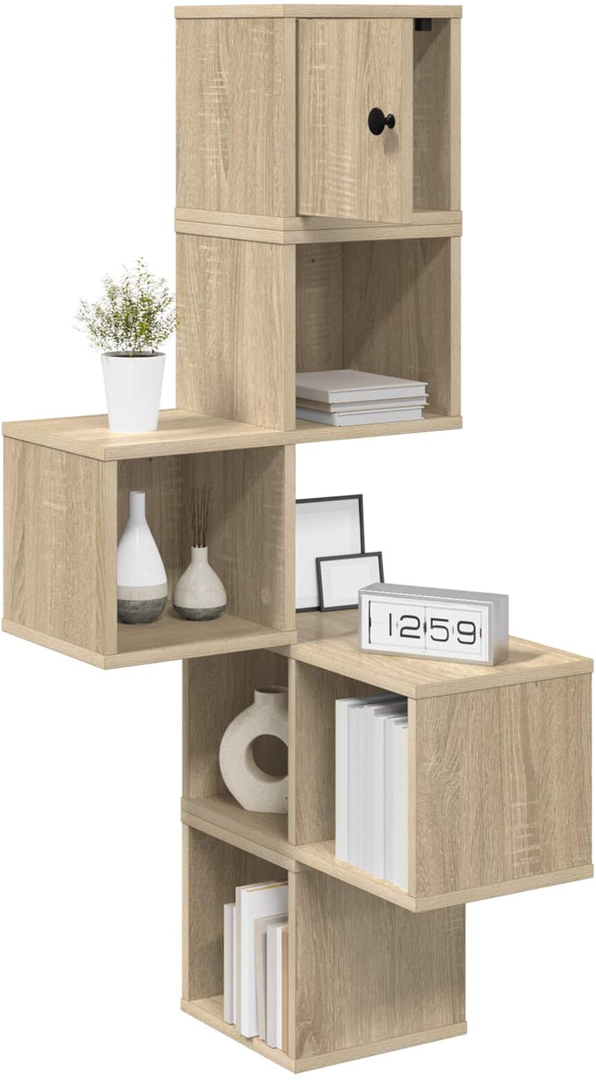 vidaXL Étagère d'angle murale Chêne Sonoma 48 x 48 x 120 cm