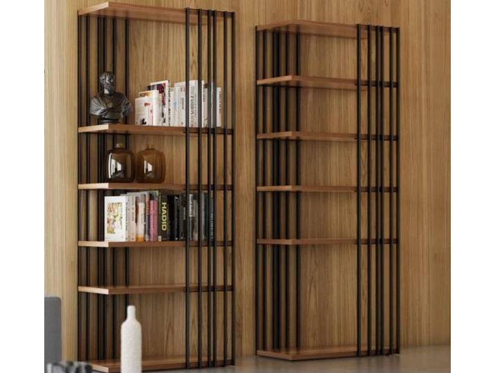 JVmoebel Bücherregal Moderne Hochglanz Wohnwand in edlen Brauntönen aus Holz, 1-tlg., Made in Europa