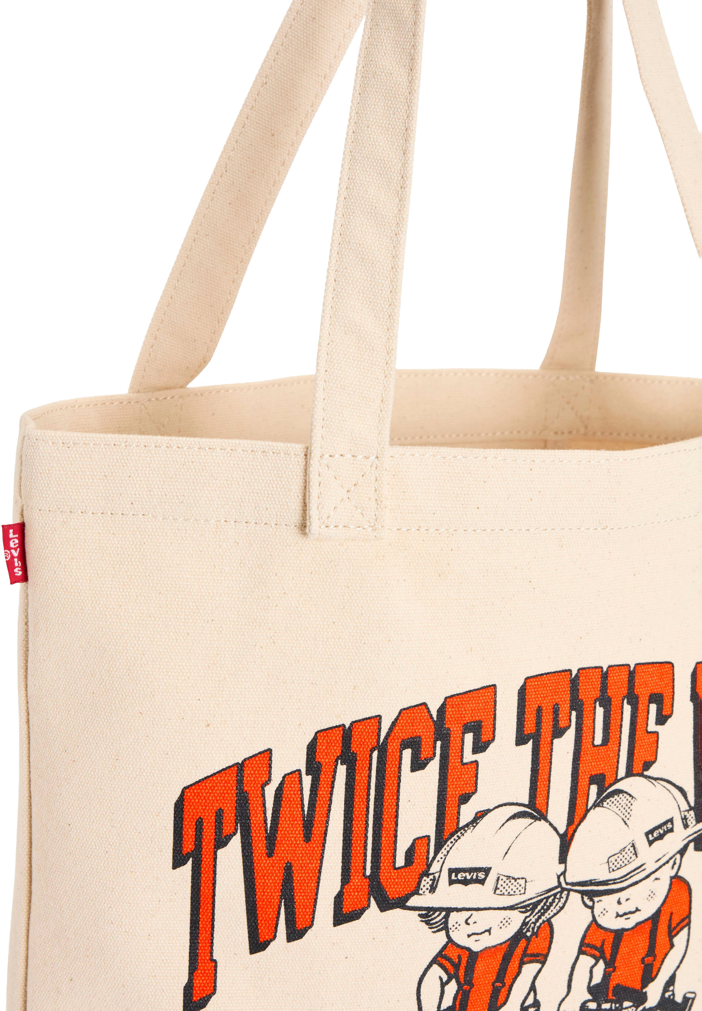 Beuteltasche LEVI'S "OV GRAPHIC TOTE", Damen, beige (orange workwear), Web, Baumwolle, bedruckt, Taschen Beuteltasche orange workwear Einheitsgröße