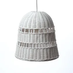 MARELIDA Lampenschirm Rattanoptik weiß H: 33cm E27 Fassung für Innen Balkon