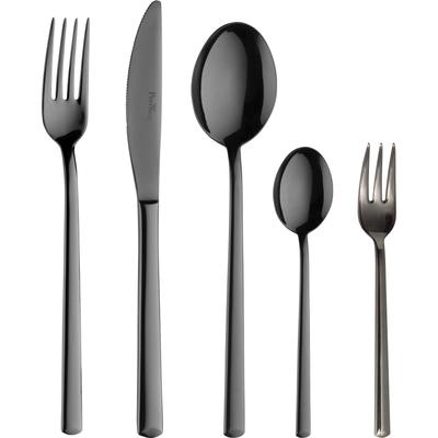 Besteck-Set PINTINOX "Synthesis Treasure", grau (anthrazit), 30 Stk., Edelstahl 18/10, Essbesteck-Sets, Optik Titan PVD Beschichtung