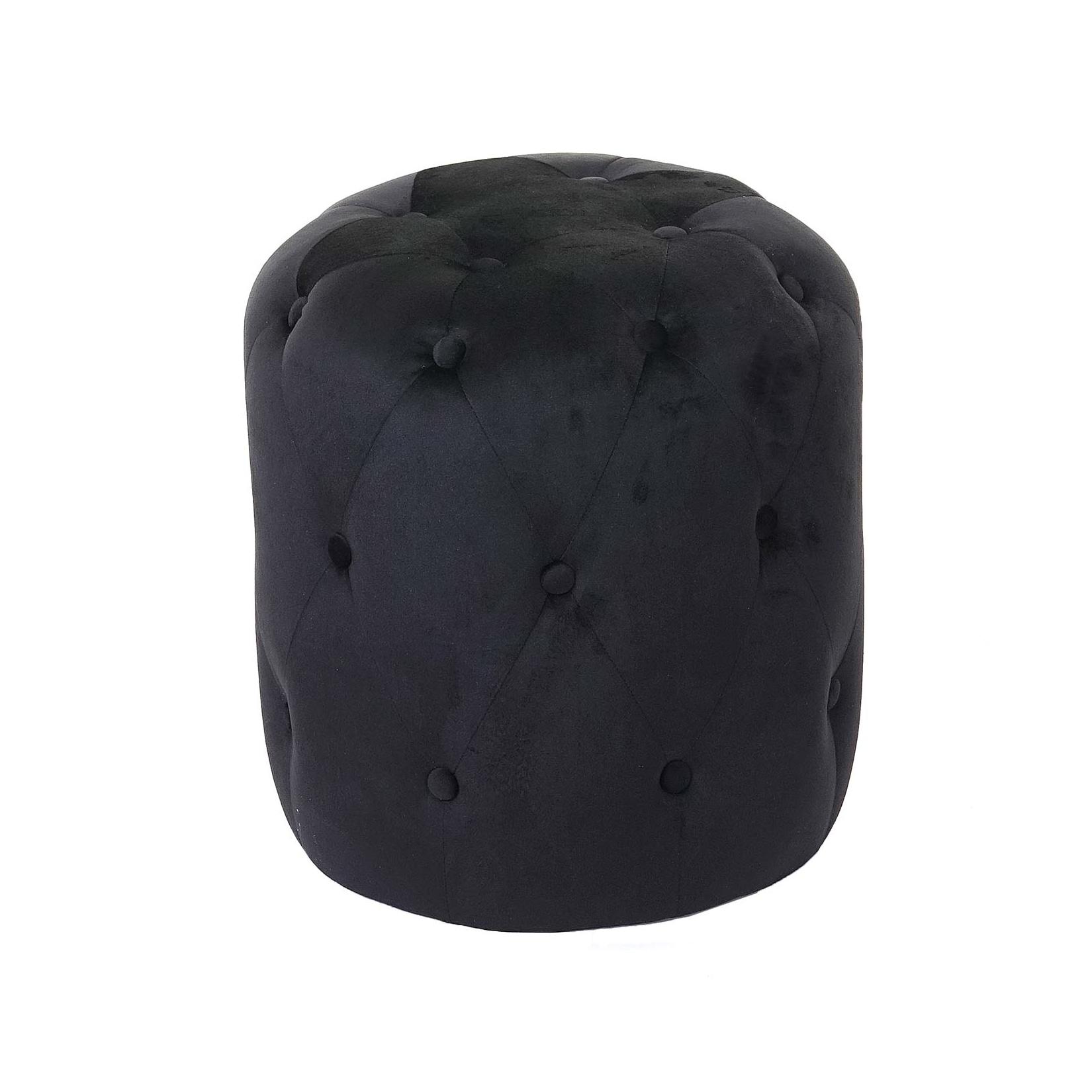 Hocker MCW-D22, Sitzhocker Ottomane, 42x39cm MVG-zertifiziert ~ Samt schwarz