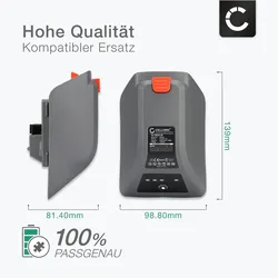 Subtel, Werkzeugakku + Ladegerät, Akku für Gardena Comfort 35 roll-up automatic Li (8025-20) (18 V)