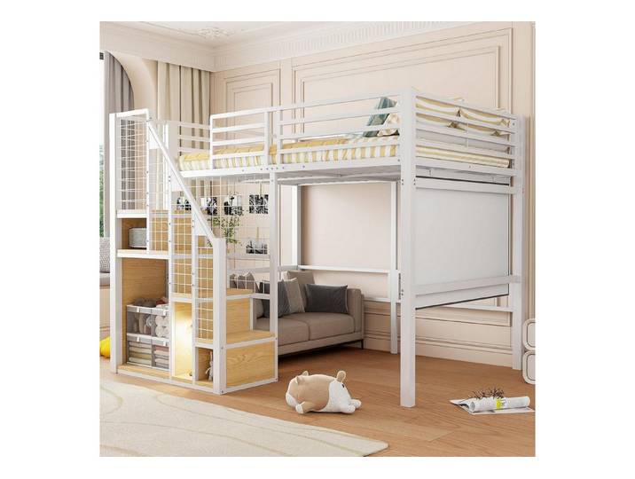 LuxusKollektion Hochbett Etagenbett 140x200 Metall Hochbett mit Treppe
