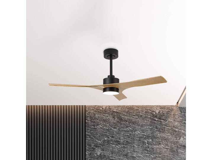 Mantra Iluminación LED-Deckenventilator Thai holz DC-Motor leise Ø 122 cm CCT Thai, dimmbar, Holz hell, für Wohn- / Esszimmer, Kunststoff, Modern