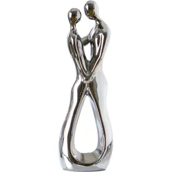 GILDE Keramik Skulptur Liebesblick H=30cm - silber