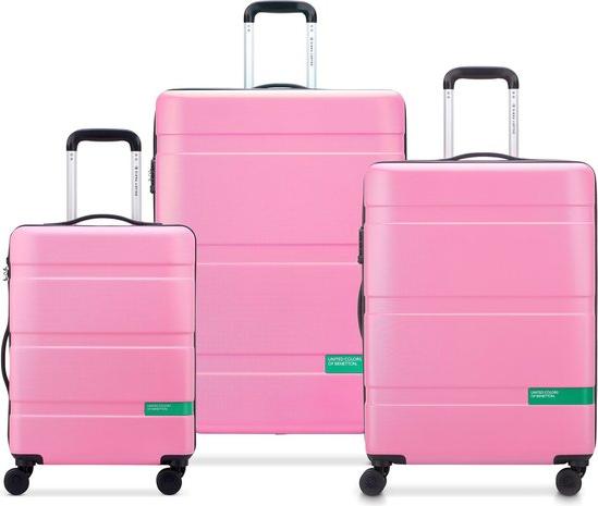 DELSEY Delsey Paris x United Colors Of Benetton - Now Kofferset - 3 Stück - Handgepäck 34L + aufgegebenes Gepäck 65L und 93L - Pink