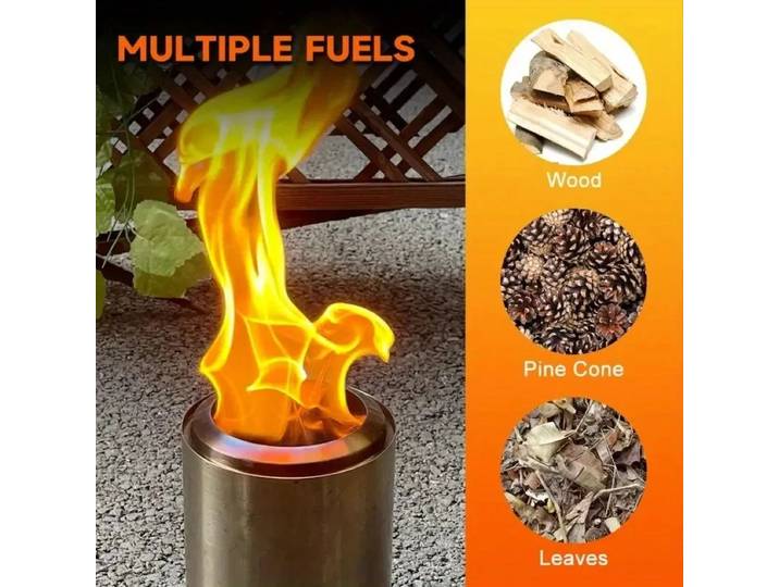 Brasero de table sans fumée, mini poêle portable en acier inoxydable, pour brûler du bois ou des granulés, feu de camp portable pour le camping en plein air