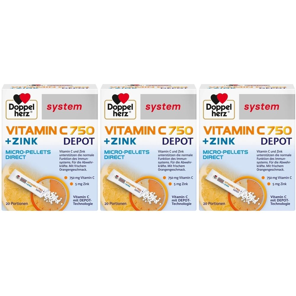 Doppelherz Vitamin C 750 Depot system Pellets 3x 3x20 St