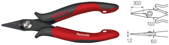 Wiha Pince pointue Electronic Tête étroite, courte forme droite (26801) 150 mm (26801)