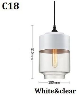 On Spot Shop Nordic Pendant Lamp, Modern Glass Hanging LED Light Fixture For Restaurant, Living Room, Bedroom, Indoor Decoration c White Clear