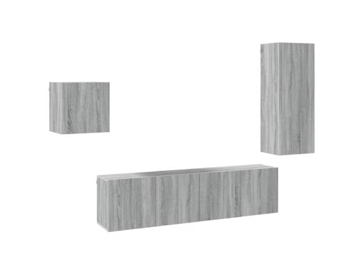 LMTYOENFG 4-TLG TV-Wandschrank-Set Grau Sonoma aus Holzwerkstoff Platzsparende Hängeboards fürs Wohnzimmer schaffen Struktur und eine elegante Wandgestaltung.