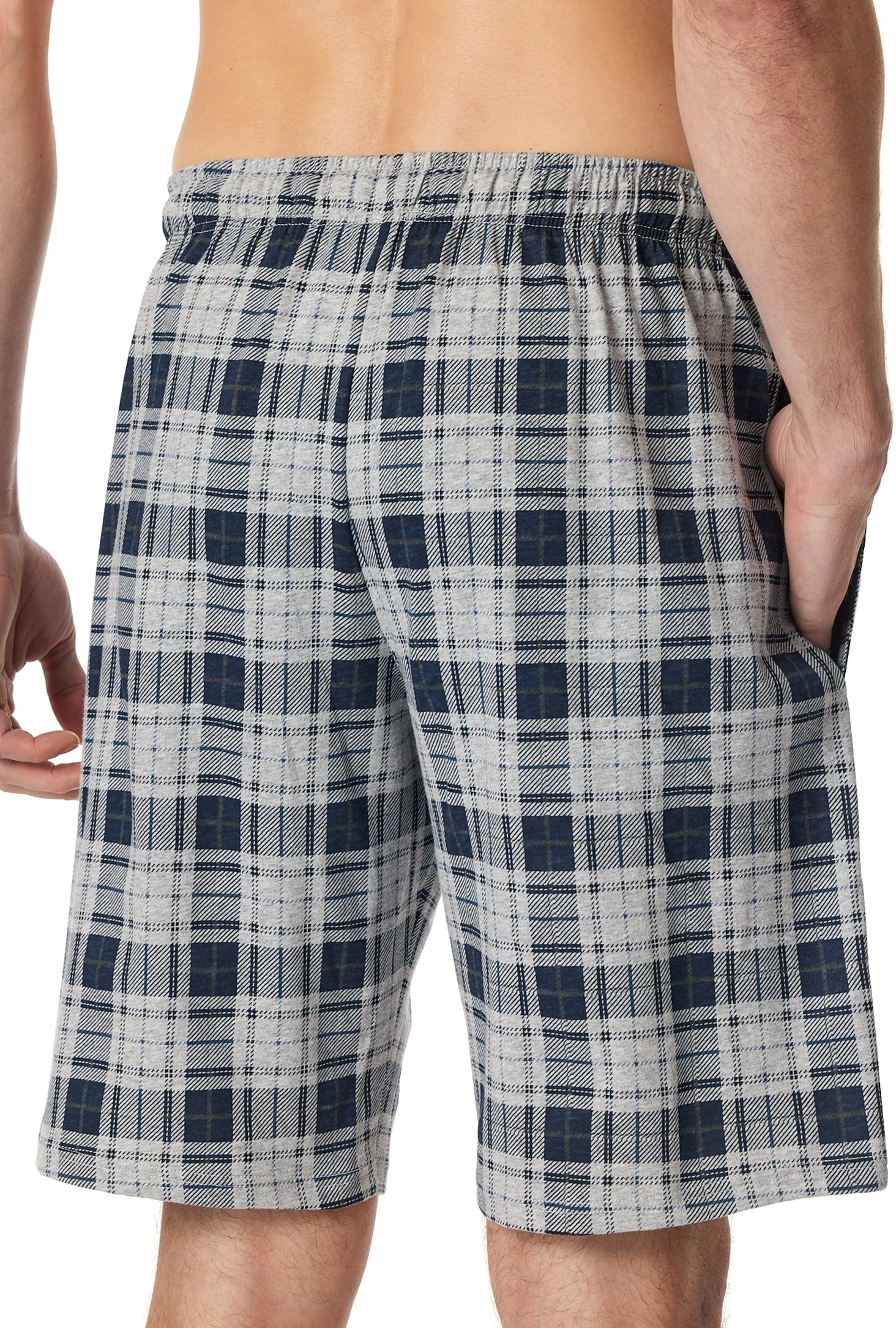 Pyjamahose SCHIESSER "Mix + Relax", Damen, Gr. 50, N-Gr, blau (904, multicolor), Single Jersey, Obermaterial: 100% Baumwolle, bequem kniefrei, Hosen Pyjamahose, mit seitlichen Taschen, Single-Jersey Qualität 904, multicolor 50, N-Gr