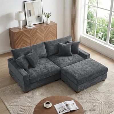 Lumibee Modern Oversized Chenille Modular Sectional Sofa with Ottoman