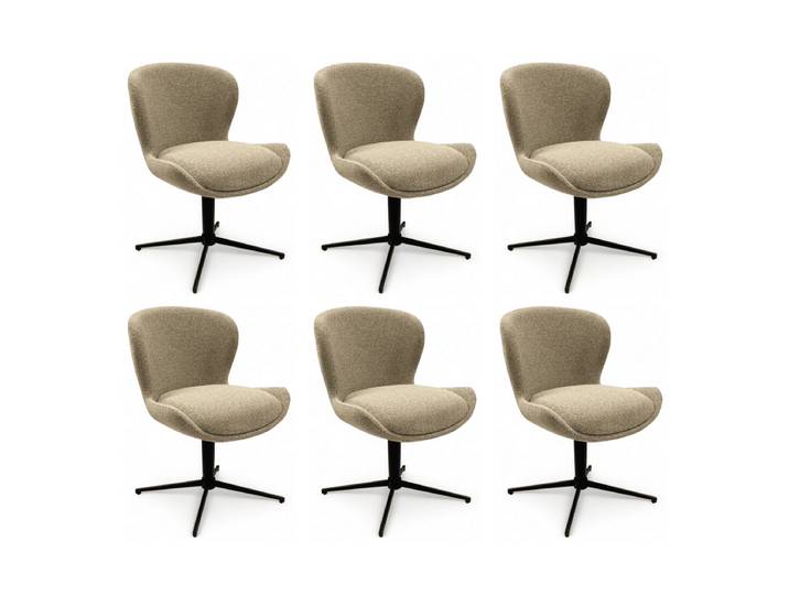 6er Set Esszimmerstühle Nicklas - Drehbar, Stoff Beige