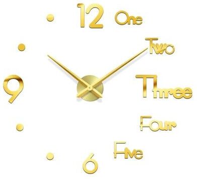 Uplifted Goods Contemporary 3D Oversized DIY Mirror Wall Clock 016 Gold 3.28 4.27 Ft 3d