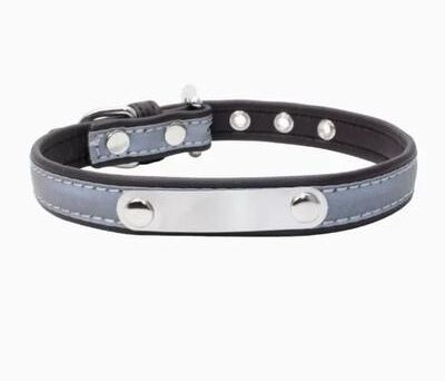 Uplifted Finds Custom Engraved Reflective PU Leather Pet Collar coffee xl