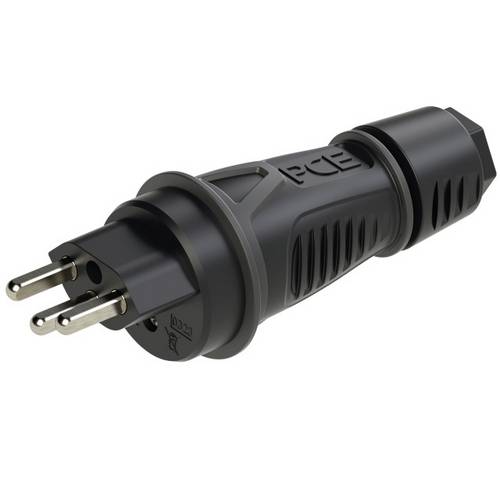 PC Electric 0323-ss Schutzkontaktstecker PA6, TPE 250V Schwarz IP55