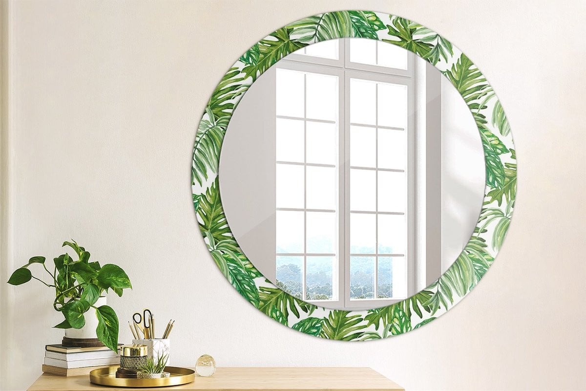 Coloray Bedrukte Spiegel met Junglebladeren Decoratie - 80 cm
