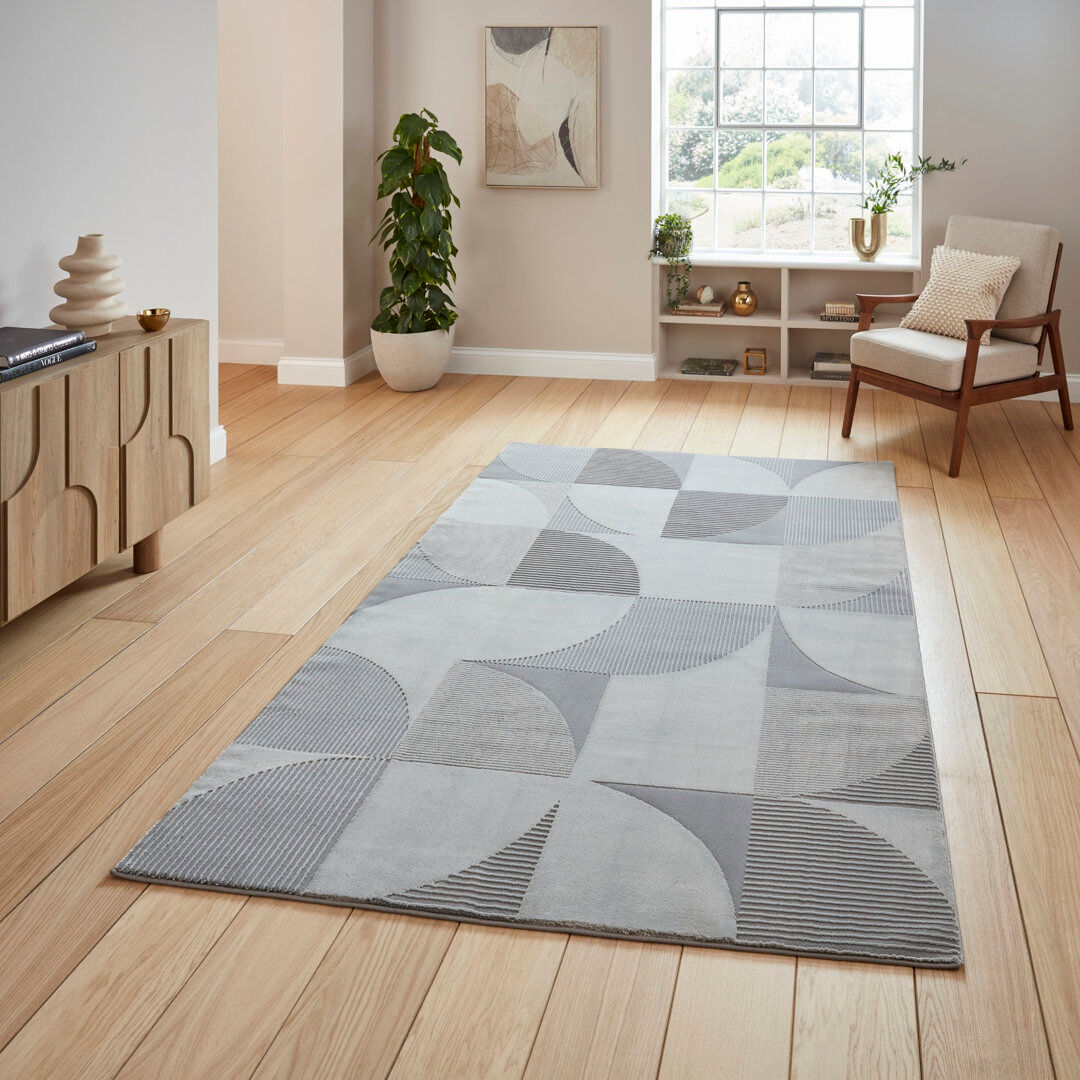 Brayden Studio Celerino Rectangle Geometric Washable Area Rug Grey Rectangle 160 x 230 cm