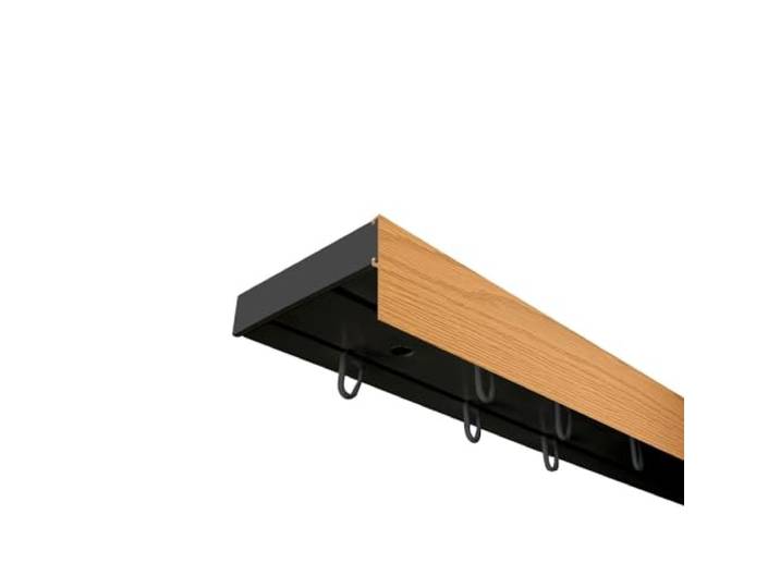 SN Deco Vorhangschiene SH 2-läufig Eiche Blende 5cm, Schwarz, 120cm