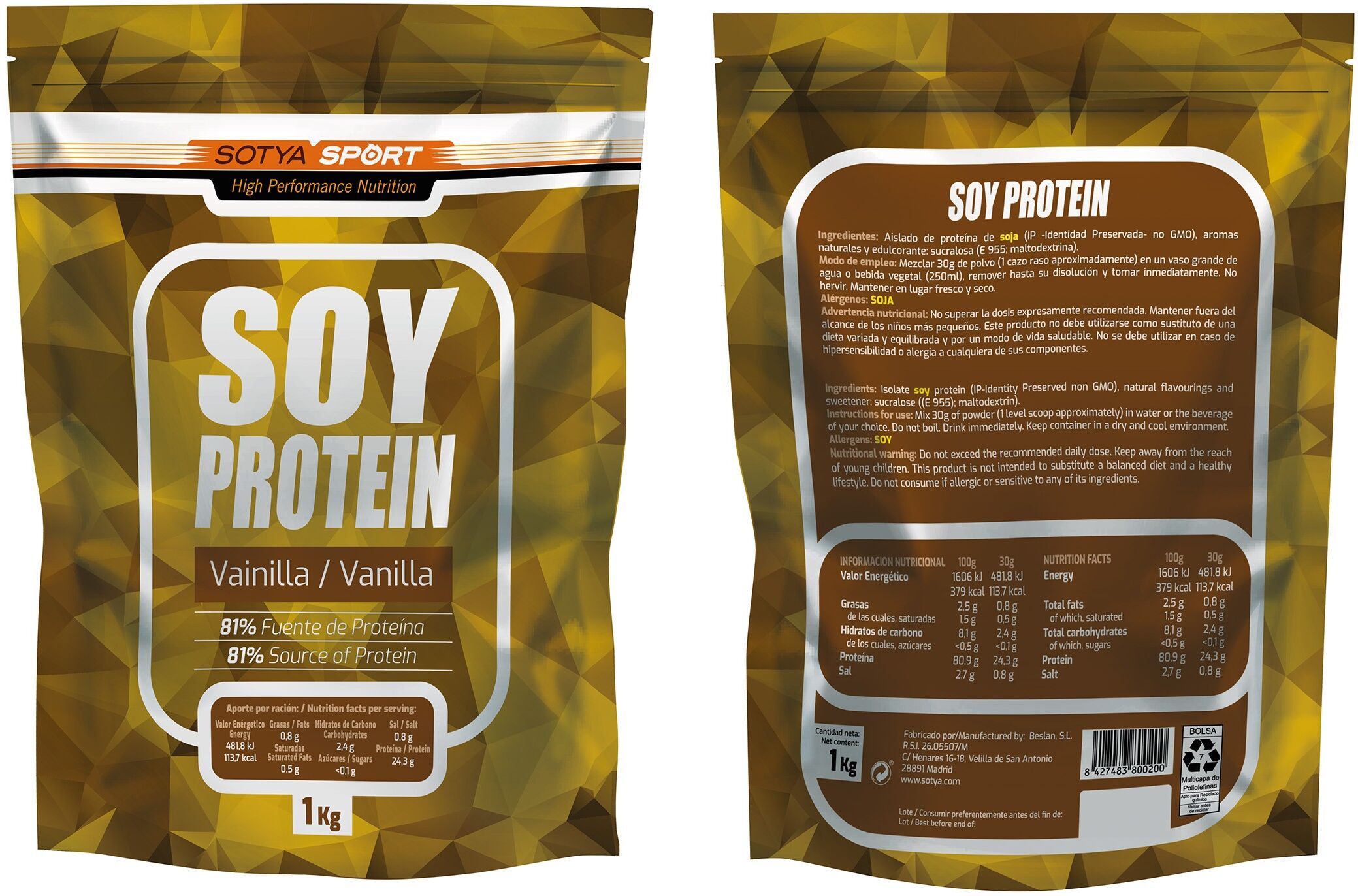 Sotya Sport Soy Protein 1 Kg Vanilla