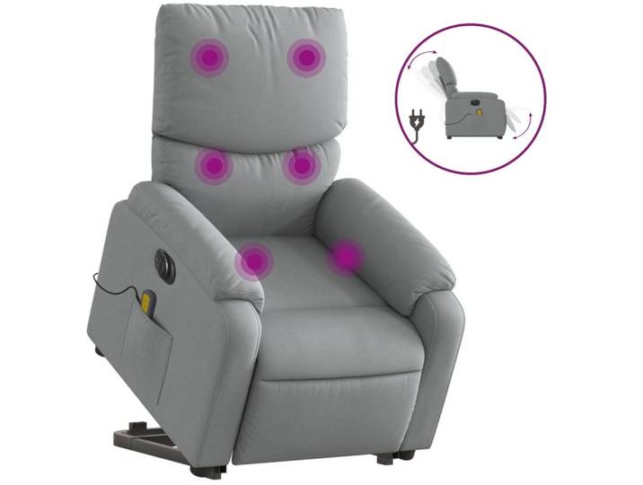 vidaXL Massagesessel, Elektrischer Massagesessel mit Aufstehhilfe Hellgrau Stoff