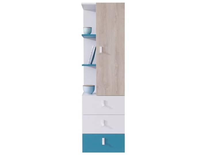 Lomadox Jugendzimmer Regal Regalschrank in weiß Eiche blau