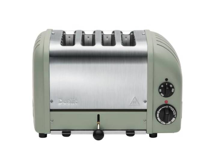 Dualit NEWGEN Premium Toaster 4 Scheiben Salbei handgefertigt in GB Toaster Retro mit ProHeat®-Heizelementen, gleichmäßige Bräune, mechanischer Timer, manueller Hebel, Edelstahlgehäuse