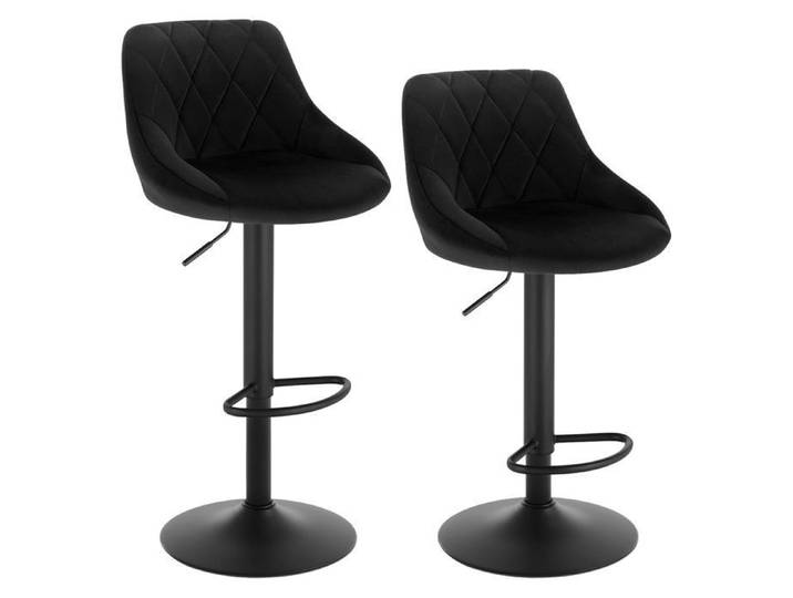 WOLTU 2x Tabourets de bar siège bien rembourré en velours Chaises de bar Hauteur réglable Noir W0ATT0014-2