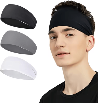 Uplift Curations Sports Sweat Absorbent Headband   Elastic Satin Fitness Head Band For Men & Women black 1pc