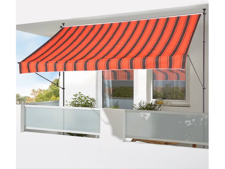 Klemmmarkise KONIFERA Torremolinos , orange (orange, braun), B:250cm, Polyester, Markisen, Klemmmarkise, ohne Bohren / einfache Montage, Breite/Ausfall: 250/150 cm