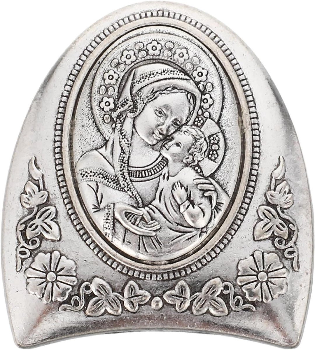 Religieus Beeld Moeder Maria Zilver 5 x 4,5 cm