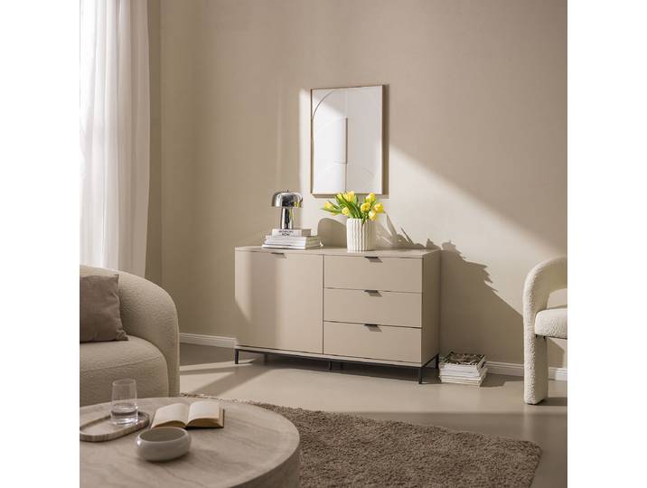 Commode HARMA 120 cm 120 x 74 x 40cm Gris/Taupe