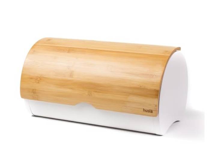 Husla 73944 Bread Bin, roestvrij staal/hout, wit