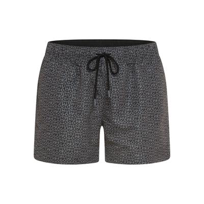 Badeshorts HUGO UNDERWEAR "AARON", Herren, Gr. XL (54), N-Gr, grau (schwarz 002), Web, Obermaterial: 100% Polyester, Badehosen Badeshorts, mit Schachbrett-Logos, elastischer Bund