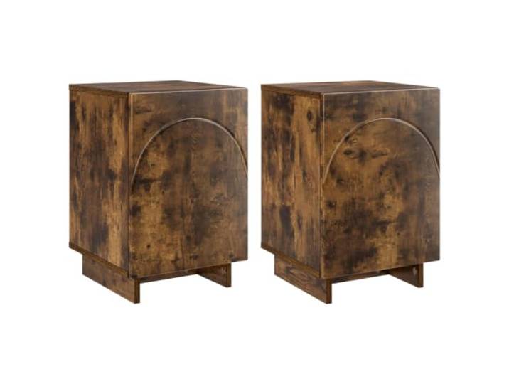 GHVBNMF Nachttisch 2er Set Räuchereiche Holzwerkstoff 33,5x34,5x50 cm Zwei Kommoden mit Drehtür aus Holzwerkstoff für Schlafzimmer und Wohnzimmer bieten Ordnung für persönliche Utensilien.