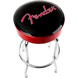 Fender, Barhocker, Red Sparkle Logo Barstool 30 zwart-rood-chroom gitaarkruk (76 cm)
