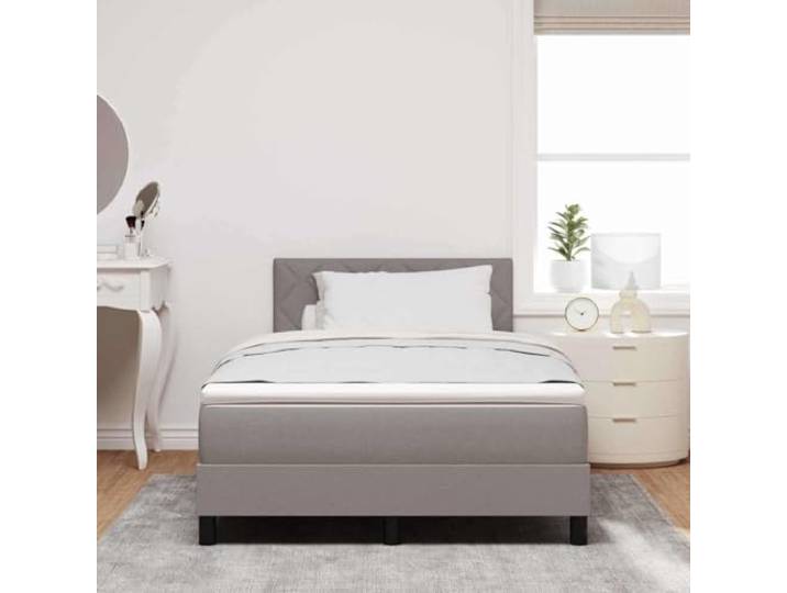 KTHLBRH Boxspringbett Taupe 120 x 200 cm mit Kopfteil Matratze aus Schaumstoff und Taschenfedern, verstellbares Kopfteil in 2 Höhen, aus technischem Holz