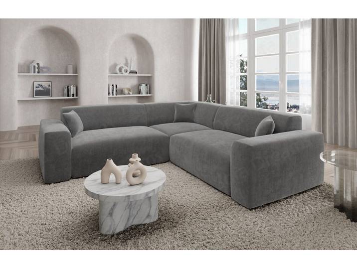 Sofa Dreams Ecksofa Mallorca L Form Stoffsofa, 4-Sitzer, Lounge, Stoffbezug, Chesterfield, Samtstoff Dunkelgrau