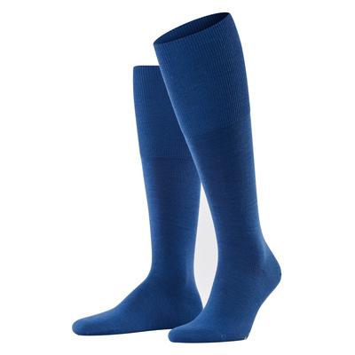 Kniestrümpfe FALKE "Airport", Herren, Gr. 47-48, blau (royal blau), Materialmix, unifarben, normal, Socken Kniestrümpfe, Merinowolle außen, langes Bündchen, atmungsaktiv, klimaregulierend