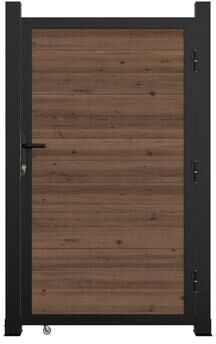 VEIKOUS 6×3FT Aluminum Frame Garden Fence Gate, Privacy Gate with Cedar Panels