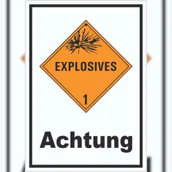 HB-Druck Aufkleber Explosionsgefahr Achtung Explosives A5 (148x210mm)