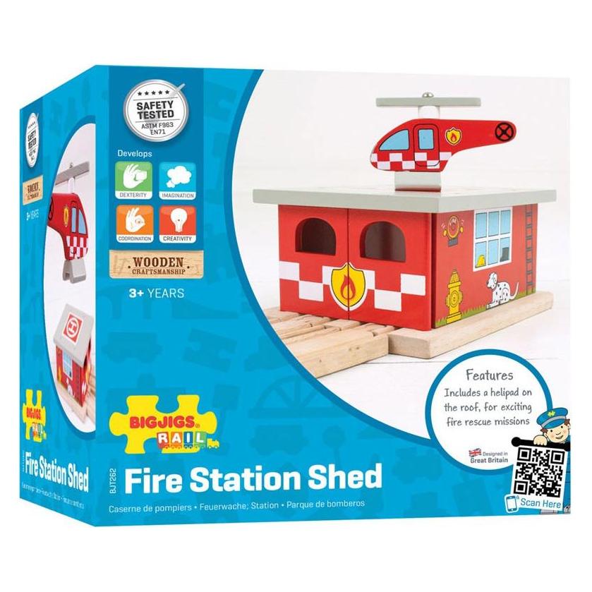 Bigjigs Hölzerne Schienen-Feuerwache (BJT262)
