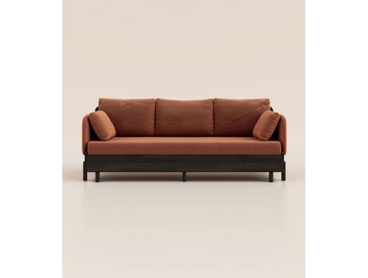 Canapé-lit 2 places - Tissu Terracotta - Tediber