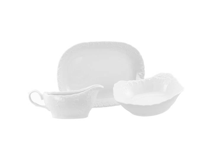 Creatable Servierset 3Tlg Rokoko weiss, Weiß, Keramik, 3-teilig, lebensmittelecht, stapelbar, Geschirr, Geschirrsets, Kombiservice