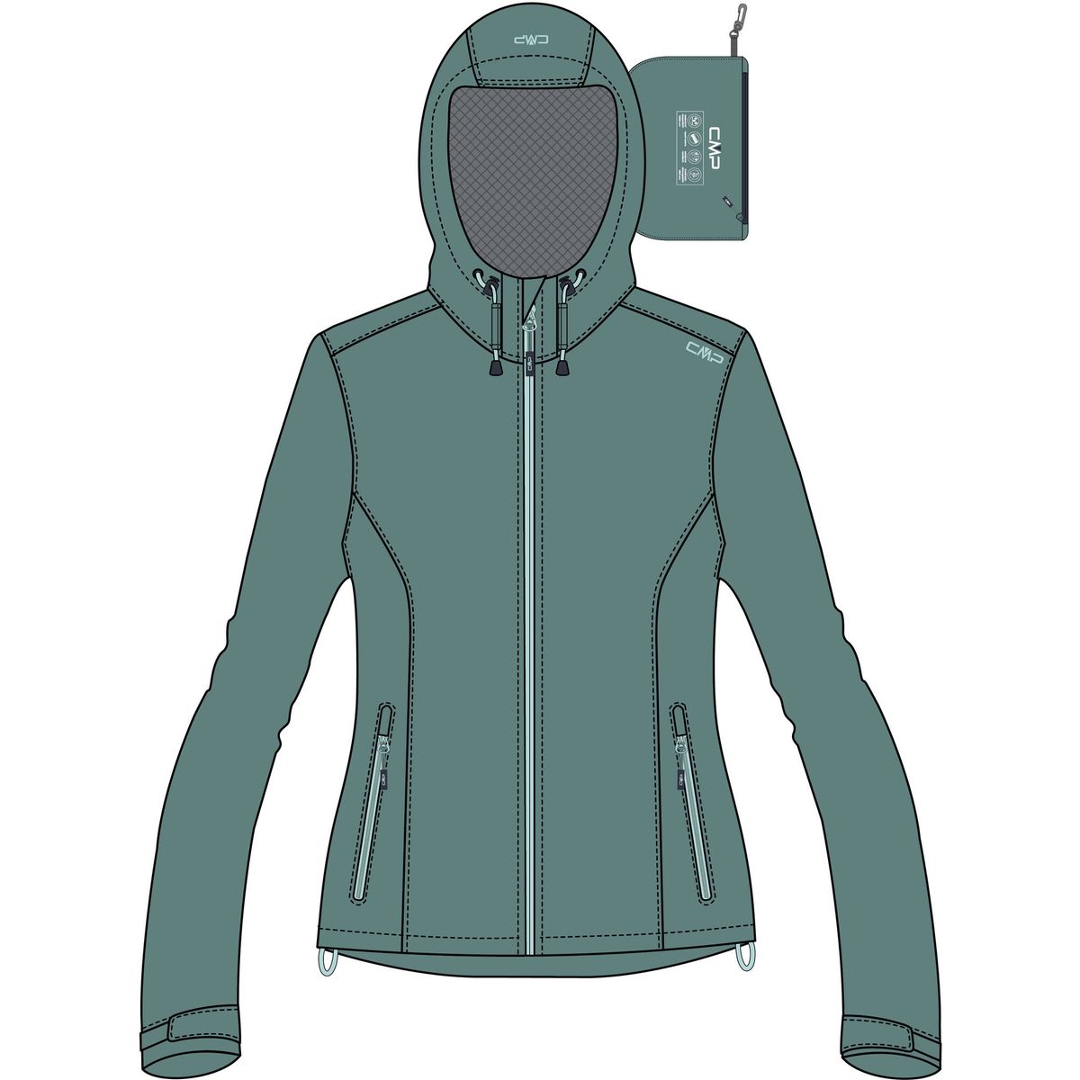 CMP Woman Jacket FIX Hood agave (E811) 38 39X6636-E811-38