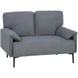 2-SITZER-SOFA 127 cm Kleine Gepolstert Couch mit Armlehne, Samtoptik, Grau